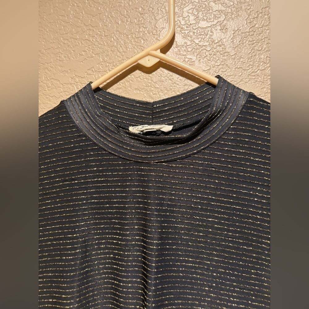For Love And Lemons Black and Gold Crew Neck Mini Dress Size Small - Picture 3 of 7
